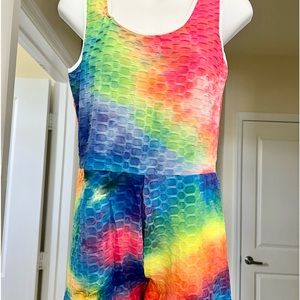 Tye die shorts romper